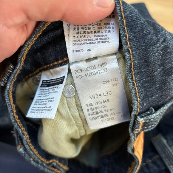 Levi's 505 Jeans Mens 34 x 30 Regular Fit Straight Leg Dark Wash - Picture 8 of 10